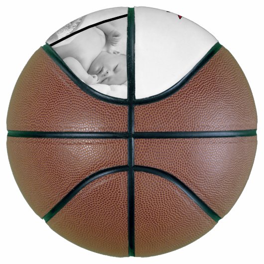 赤いバナーHappy 1st Father's Dayフォトタイはっきりしたプ バスケットボール (右)