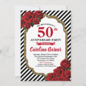 赤いババラ 50周年パーティー招待状 結婚式 招待状 (正面)