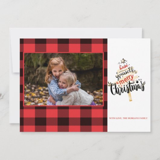 赤いバファロー・チェック柄の写真 (正面)