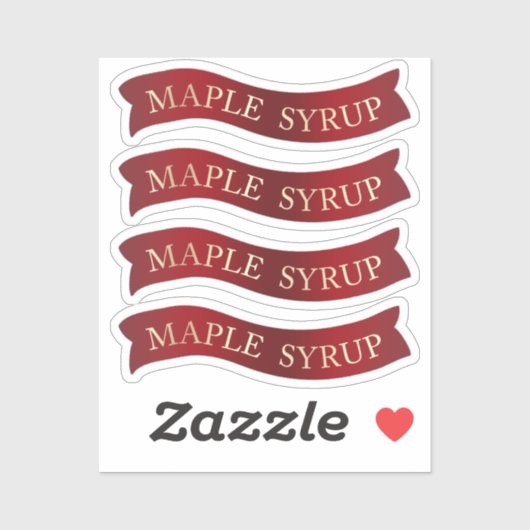 赤いバファンシーナーメープルシロップの瓶ラベル（ギフト用） シール (シート)