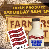 赤いバファンシーナーメープルシロップの瓶ラベル（ギフト用） シール