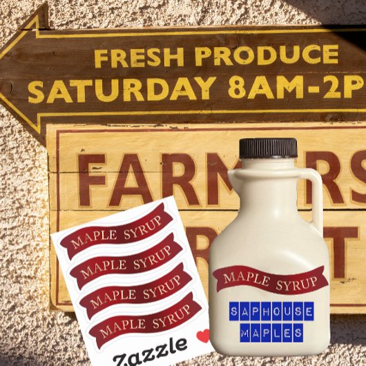 赤いバファンシーナーメープルシロップの瓶ラベル(ギフト用) シール