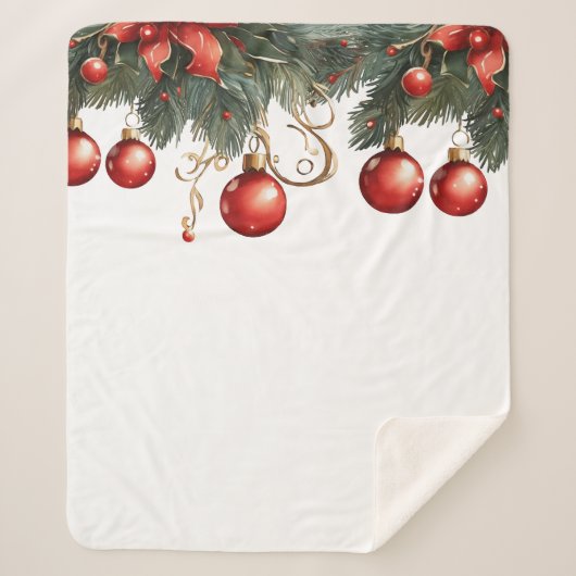 赤いバブルクリスマス シェルパブランケット (正面)