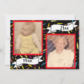 赤いバブルレター70番目の誕生祝い 招待状 (正面)