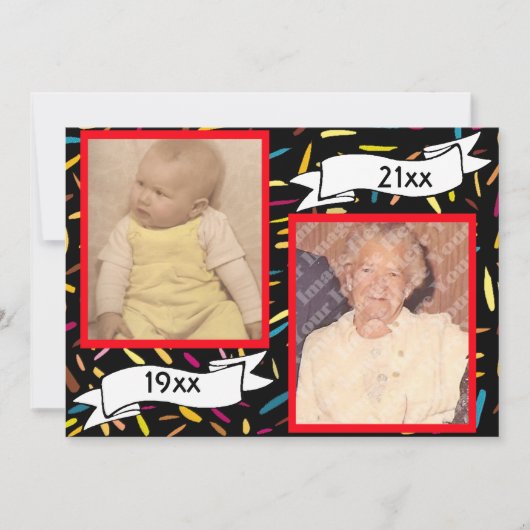 赤いバブルレター70番目の誕生祝い 招待状 (正面)