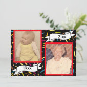 赤いバブルレター70番目の誕生祝い 招待状 (スタンド正面)