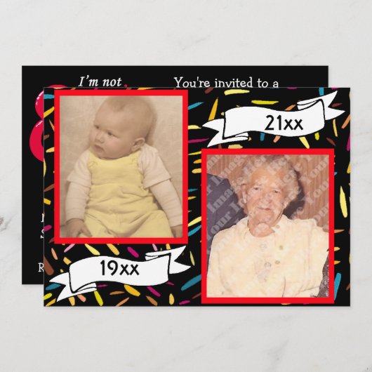 赤いバブルレター80番目の誕生祝い 招待状 (正面/裏面)