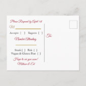 赤いバブル色あせグラデーション結婚式RSVPはがき インビテーションポストカード (裏面)