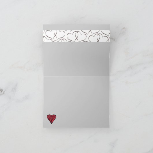 赤いバラおよびハートのサンキューカード サンキューカード (内部)