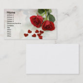 赤いバラおよびハートのプロフィールカード 名刺 (正面/裏面)