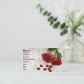 赤いバラおよびハートのプロフィールカード 名刺 (スタンド正面)