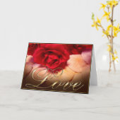 赤いバラおよび砂ドル-愛 カード (黄色い花)