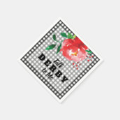 赤いバラがギンガムで私にダービーを話す スタンダードカクテルナプキン (角)