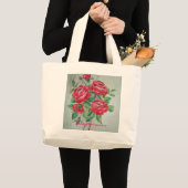 赤いバラが付いているバッグ ラージトートバッグ (正面(商品))