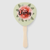 赤いバラが水玉模様でダービーを話す ハンドファン (正面)