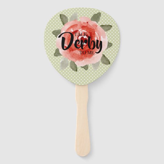 赤いバラが水玉模様でダービーを話す ハンドファン (正面)