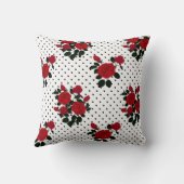 赤いバラが水玉模様の背景。 クッション (裏面)