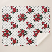 赤いバラが水玉模様の背景。 シェルパブランケット (正面(横))