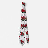 赤いバラが水玉模様の背景。 ネクタイ (正面)