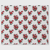 赤いバラが水玉模様の背景。 ラッピングペーパー (フラット)