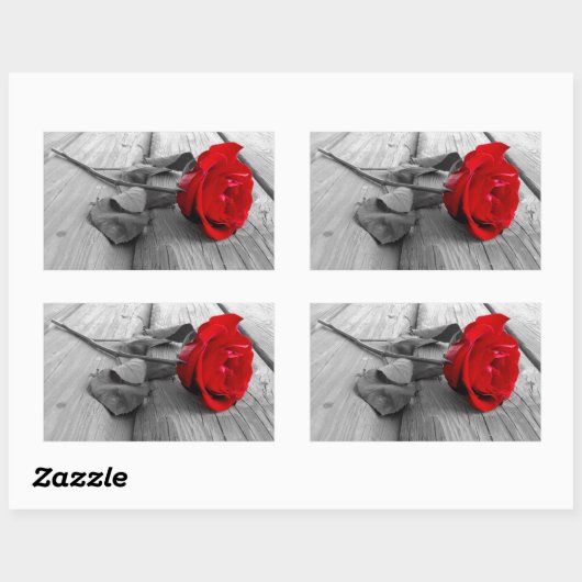 赤いバラが離れ波止場の上に;私はまだあなたを愛している 長方形シール (シート)