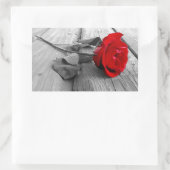 赤いバラが離れ波止場の上に;私はまだあなたを愛している 長方形シール (バッグ)