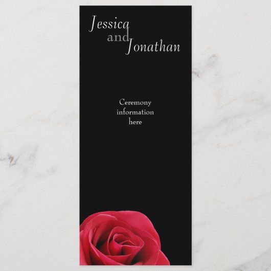 赤いバラが黒い番組カードに プログラム (正面)