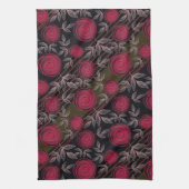 赤いバラが黒い。 キッチンタオル (縦)