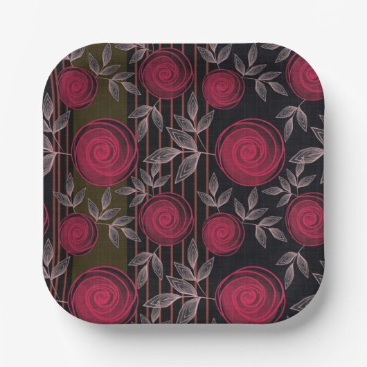 赤いバラが黒い。 ペーパープレート (正面)
