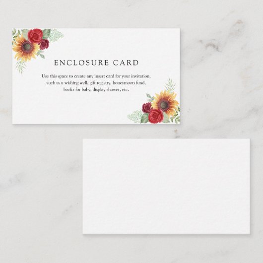 赤いバラとひまわり エンクロージャーカード (正面/裏面)