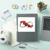 赤いバラとインフィニティ・シンボル シール (iPadカバー)