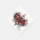 赤いバラとギア付きスチームパンクフレーム スタンダードカクテルナプキン (角)
