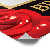 赤いバラとゴールドの結婚前お祝い写真プロップ ポスター (角)