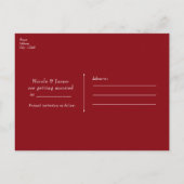 赤いバラとゴールドラインの花柄エレガントなSave the Date 案内ポストカード (裏面)