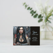 赤いバラとスカル女タトゥーアーティスト 名刺 (スタンド正面)