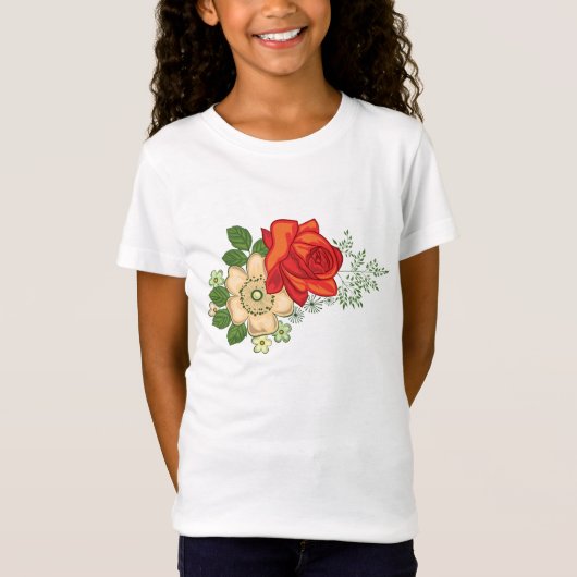 赤いバラとデイジーのTシャツ Tシャツ (正面)