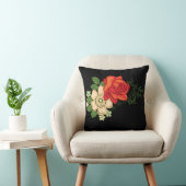 赤いバラとデイジー黒い背景 クッション (椅子)