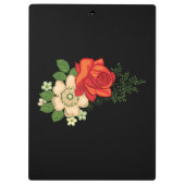 赤いバラとデイジー黒い背景 クリップボード (裏面)