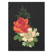 赤いバラとデイジー黒い背景 テーブルクロス (正面)