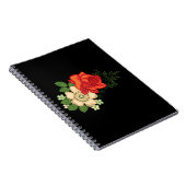 赤いバラとデイジー黒い背景 ノートブック (右側)