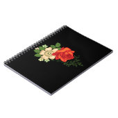 赤いバラとデイジー黒い背景 ノートブック (左側)