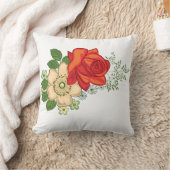 赤いバラとデイジー クッション (ブランケット)