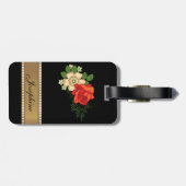 赤いバラとデイジー ゴールド パーソナライズ ネーム ラゲッジタグ (裏面横)