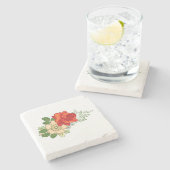 赤いバラとデイジー ストーンコースター (横)