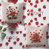 赤いバラとハートでキュートなバレンタイン クッション