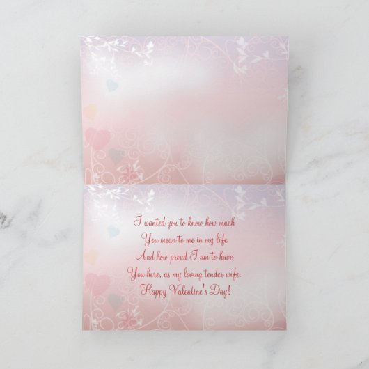 赤いバラとハートの妻のためのバレンタインのカード シーズンカード (内部)