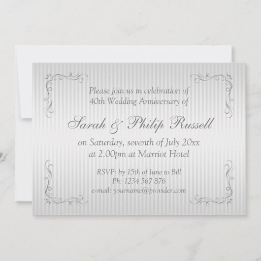 赤いバラとハートの40周年結婚記念日 招待状 (裏面)