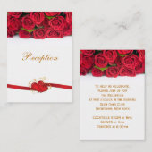赤いバラとハートウェディングレセプション エンクロージャーカード (正面/裏面)