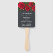 赤いバラとハートオングレー結婚式 プログラム ハンドファン (正面)