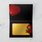 赤いバラとハートオンブラックバレンタインカード シーズンカード (内部)